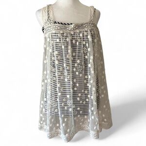 BCBGMAXAZRIA Sheer Layered Babydoll Tunic Tank Medium